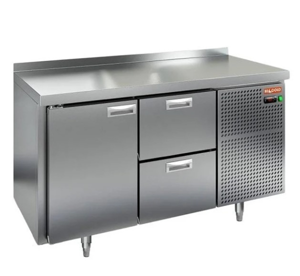 Холодильный стол HICOLD GN12/TN, бок, 2 ящика, 1 дверь (-2...+10°С)